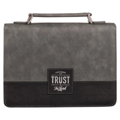 BC: Trust In The LORD Gray And Black Faux Leather Medium