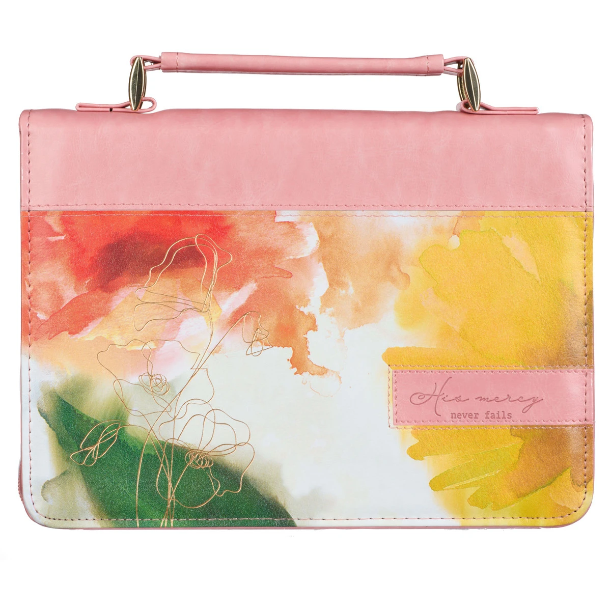 BC: Pastel Meadow Pink Watercolor Faux Leather Large 1 BC: Pastel Meadow Pink Watercolor Faux Leather Large