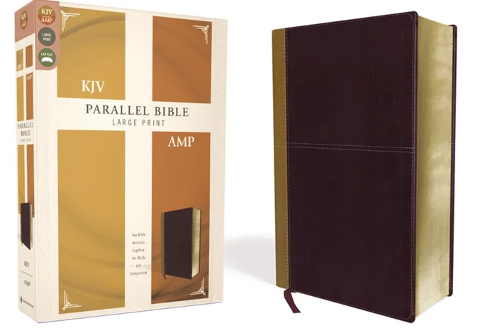 KJV, Amplified, Parallel Bible, Large Print, Leathersoft, Tan/Burgundy 3 KJV, Amplified, Parallel Bible, Large Print, Leathersoft, Tan/Burgundy - Image 3