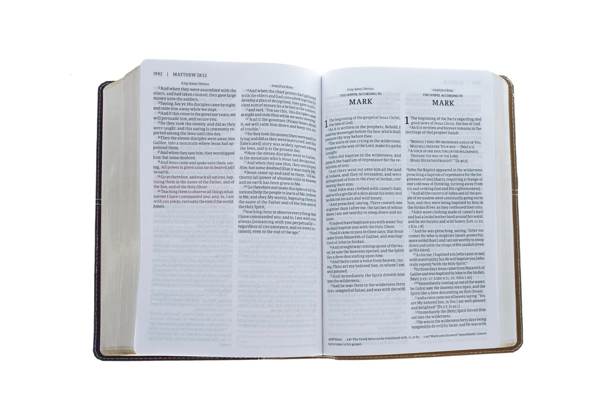 KJV, Amplified, Parallel Bible, Large Print, Leathersoft, Tan/Burgundy 5 KJV, Amplified, Parallel Bible, Large Print, Leathersoft, Tan/Burgundy - Image 5