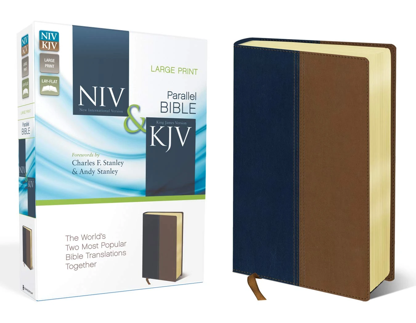 NIV & KJV Side-By-Side Bible/Large Print-Navy/Tan Duo-Tone 2 NIV & KJV Side-By-Side Bible/Large Print-Navy/Tan Duo-Tone - Image 2