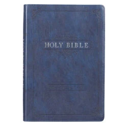 KJV Blue Faux Leather Large Print Thinline Bible With Thumb Index