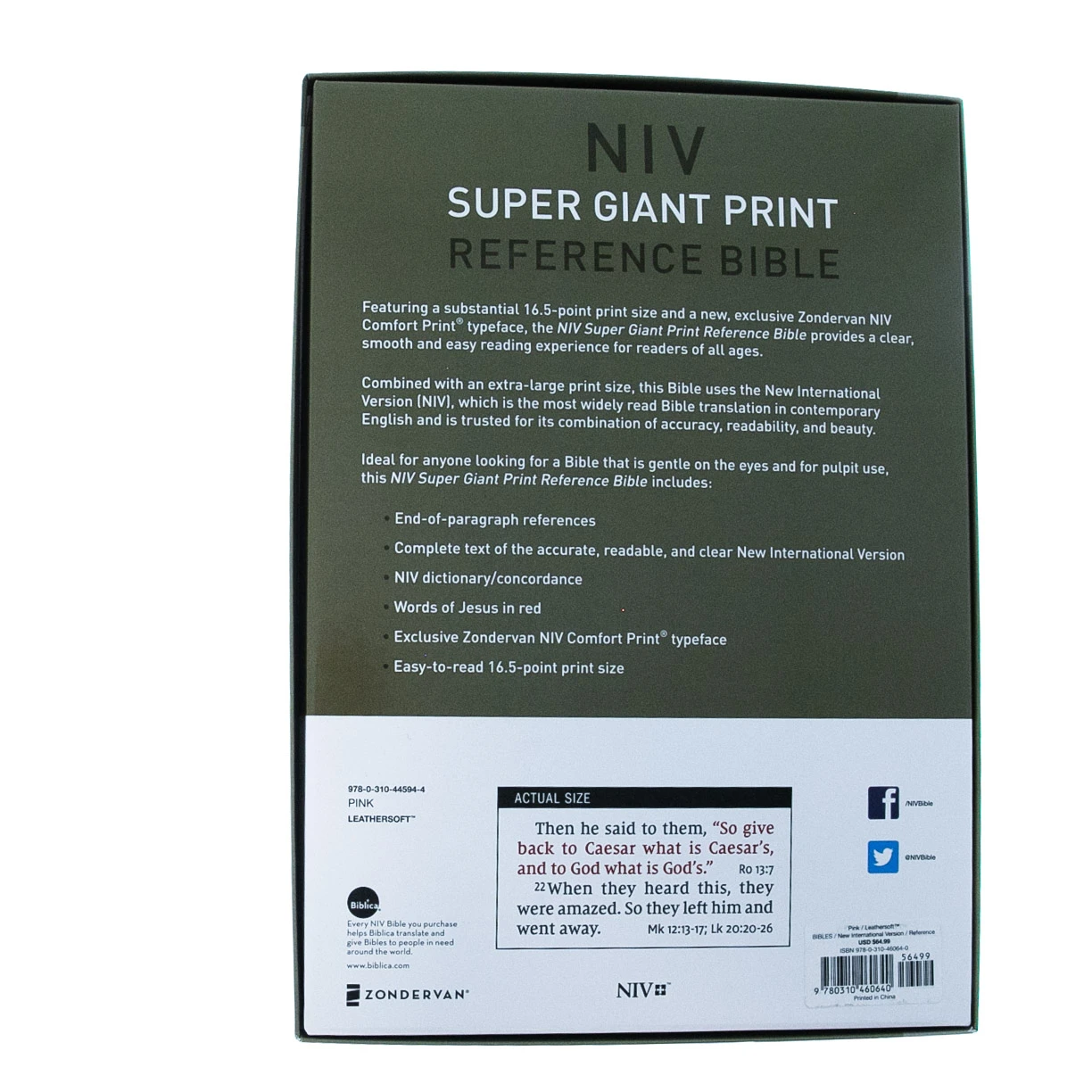 NIV Super Giant Print Reference Bible, Leathersoft, Pink 6 NIV Super Giant Print Reference Bible, Leathersoft, Pink - Image 6