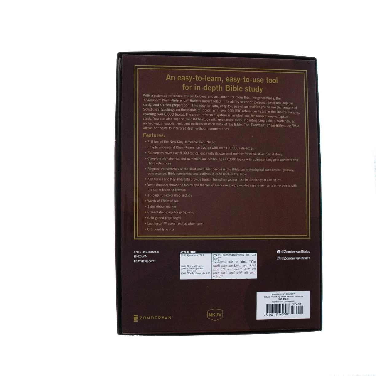 NKJV, Thompson Chain-Reference Bible, Leathersoft, Brown, Red Letter 6 NKJV, Thompson Chain-Reference Bible, Leathersoft, Brown, Red Letter - Image 6