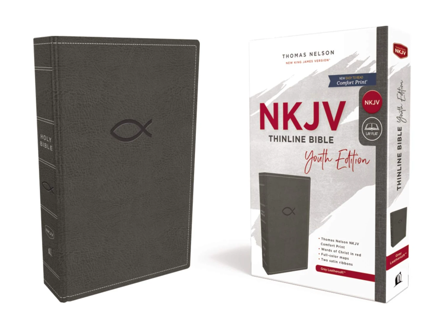 NKJV Thinline Leathersoft Youth Edition (Grey W/ Fish) 2 NKJV Thinline Leathersoft Youth Edition (Grey W/ Fish) - Image 2