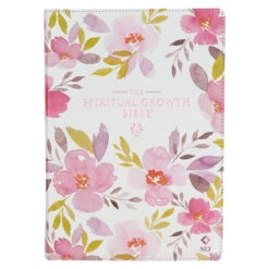 NLT Pink Floral Faux Leather Spiritual Growth Bible