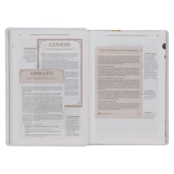 NLT Cream-colored Floral Faux Leather Spiritual Growth Bible -Book Store 212 0204 3
