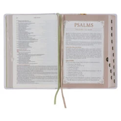 NLT Cream-colored Floral Faux Leather Spiritual Growth Bible -Book Store 212 0204 4