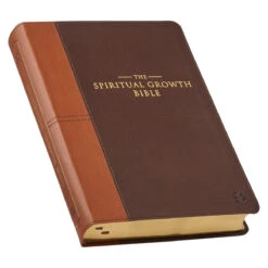 NLT Two-tone Espresso And Toffee Brown Faux Leather Spiritual Growth Bible -Book Store 212 0209 2 1