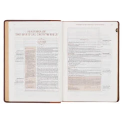 NLT Two-tone Espresso And Toffee Brown Faux Leather Spiritual Growth Bible -Book Store 212 0209 4